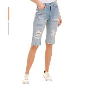 Hudson Zoeey High Rise Cut Off Boyfriend Jean Shorts Paint Splatter